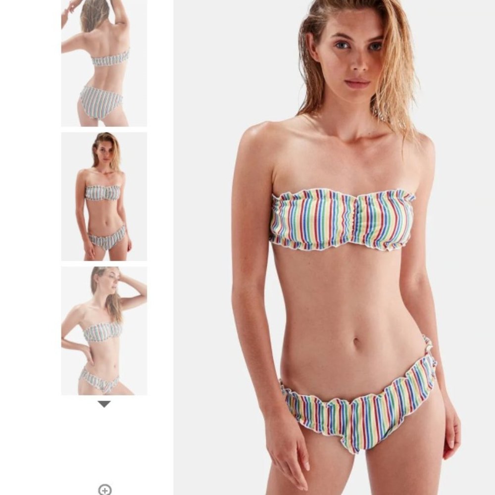 SOLID & STRIPED THE AUDREY SEERSUCKER BLOOMER BIKINI - XS (top) S (bottom)
